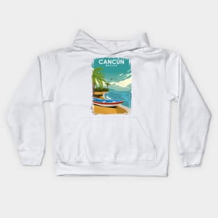 Cancun Mexico Vintage Travel Poster Kids Hoodie